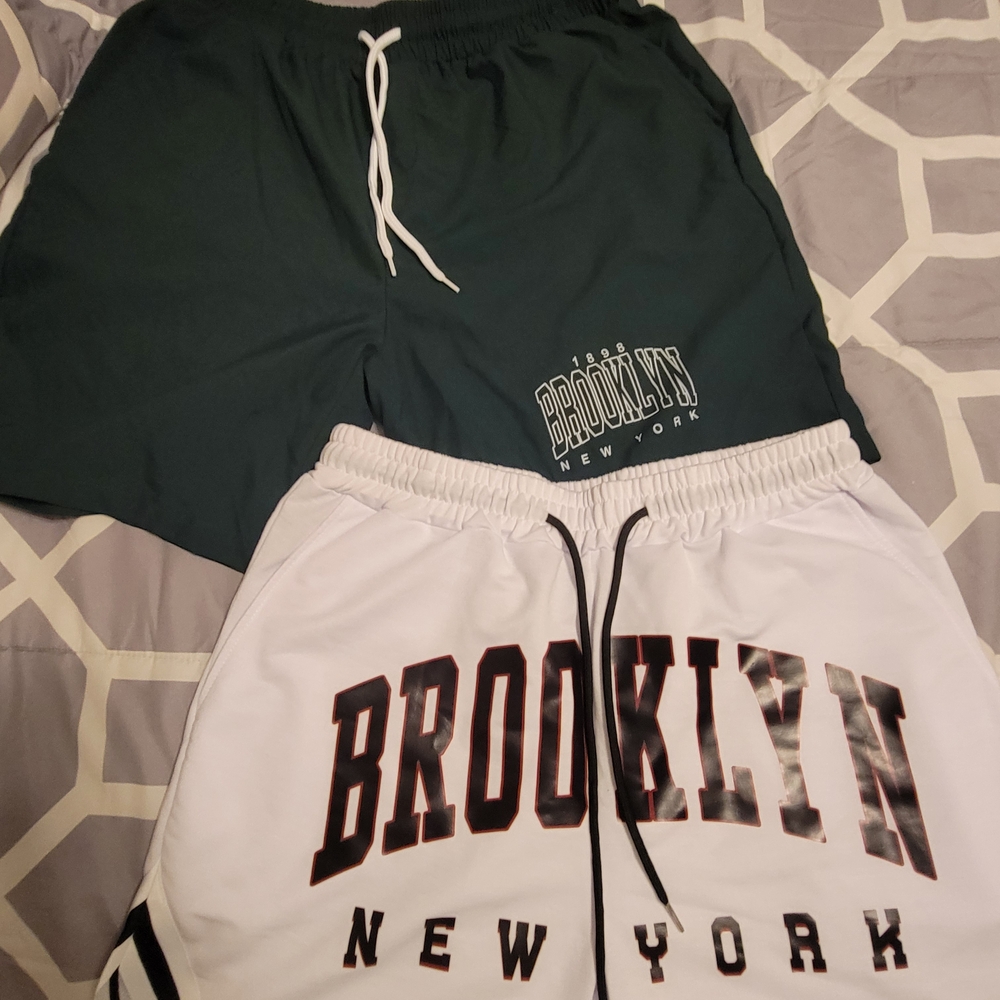 Brooklyn New York Mens Shorts Set - Green and White